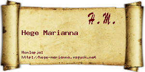 Hege Marianna névjegykártya